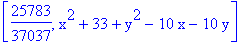 [25783/37037, x^2+33+y^2-10*x-10*y]